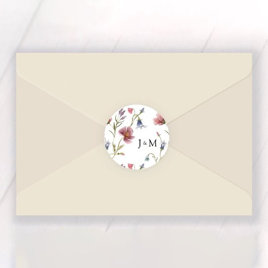 ワイルドフラワー結婚ズクラシックラウンドステッカー ラウンドシール