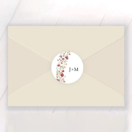 ワイルドフラワー結婚ズクラシックラウンドステッカー ラウンドシール