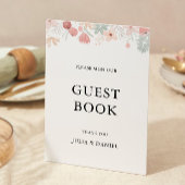 ワイルドフラワー結婚ズゲストブックサインテンプレート 招待状