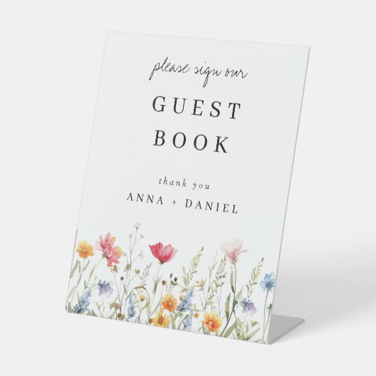 ワイルドフラワー結婚ズゲストブック 台座サイン (正面)