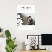 ワイルドフラワー結婚ズスケッチの歓迎サイン ポスター (ホームオフィス)