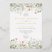 ワイルドフラワー結婚ズフォイル招待状 箔招待状 (正面)