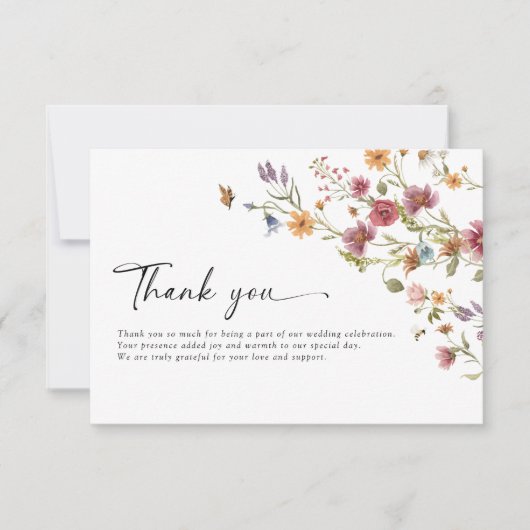 ワイルドフラワー結婚ズフラットサンキューカード サンキューカード (正面)