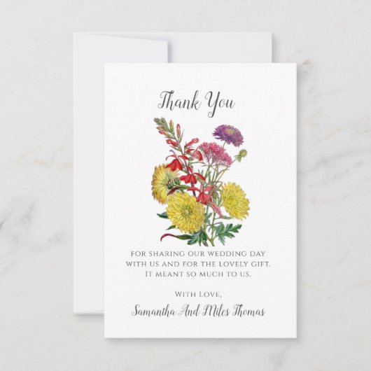 ワイルドフラワー結婚ズフラットサンキューカード サンキューカード (正面)