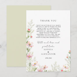 ワイルドフラワー結婚ズフラットサンキューカード サンキューカード