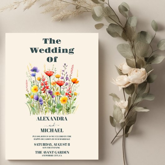 ワイルドフラワー結婚ズボホカントリーフローラ 招待状