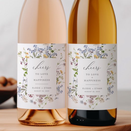 ワイルドフラワー結婚ズワインボトルラベルフローラボホ ワインラベル