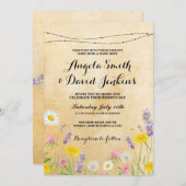 ワイルドフラワー結婚ズヴィンテージライトフローラ招待状 招待状 (正面/裏面)
