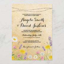 ワイルドフラワー結婚ズヴィンテージライトフローラ招待状