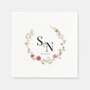 ワイルドフラワー結婚ズ婚約パーティ記念日 スタンダードカクテルナプキン