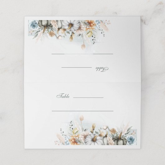 ワイルドフラワー結婚ズ座席表の白かぼちゃ プレイスカード (外部開封)