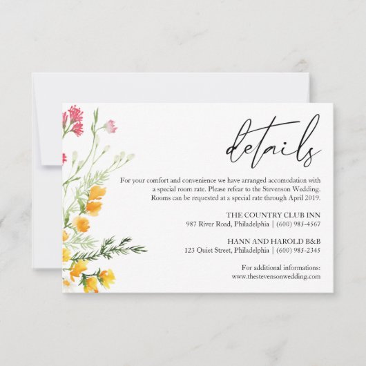 ワイルドフラワー結婚ズ詳細カード 招待状 (正面)