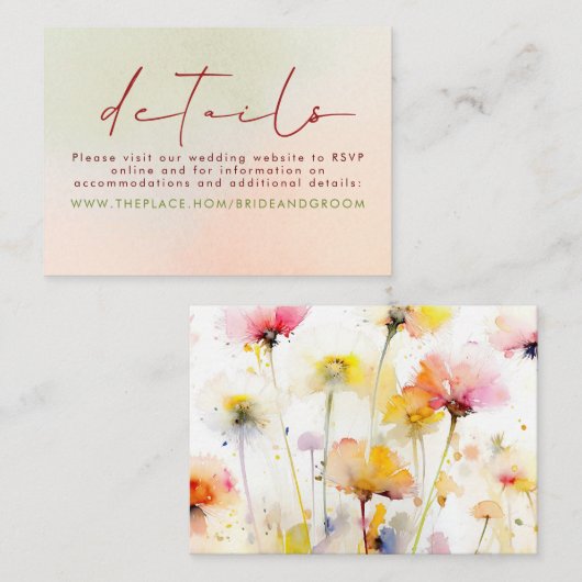 ワイルドフラワー結婚ズ詳細スモールエンクロージャカード エンクロージャーカード (正面/裏面)