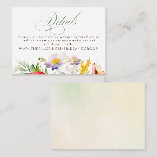 ワイルドフラワー結婚ズ詳細小 エンクロージャーカード (正面/裏面)