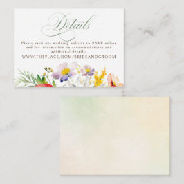 ワイルドフラワー結婚ズ詳細小 エンクロージャーカード