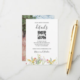 ワイルドフラワー結婚ズ詳細QRフォトインサートカード エンクロージャーカード