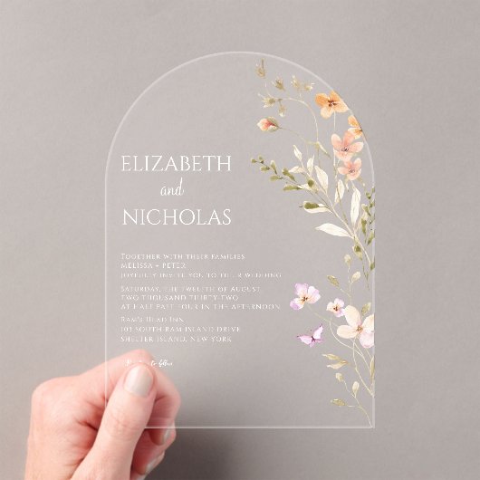 ワイルドフラワー結婚ズ アクリル招待状 (インサイチュ (ポータブル))