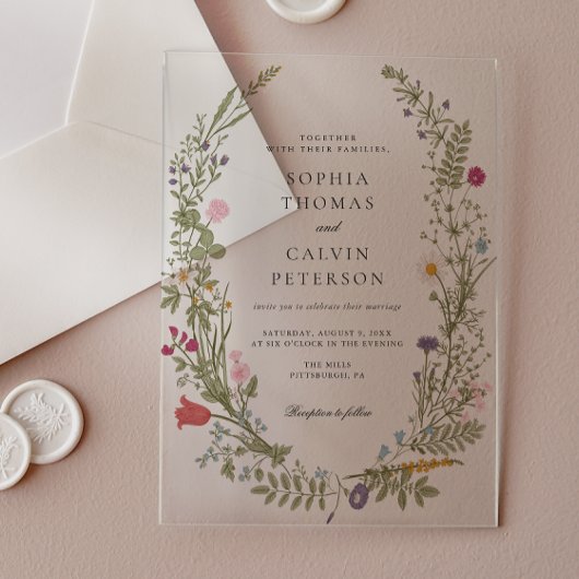 ワイルドフラワー結婚ズ アクリル招待状