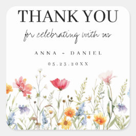 ワイルドフラワー結婚ズ・サンキュー スクエアシール
