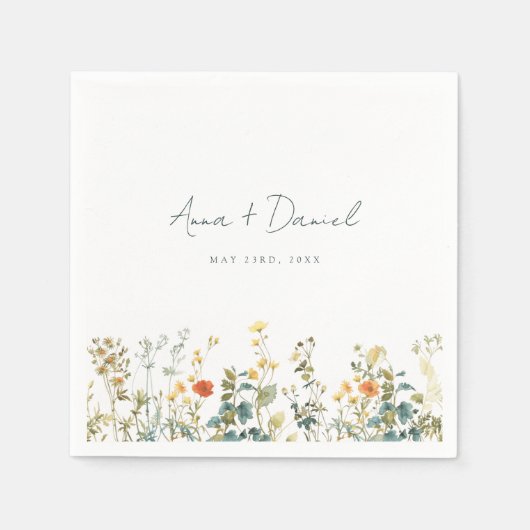 ワイルドフラワー結婚ズ スタンダードカクテルナプキン (正面)