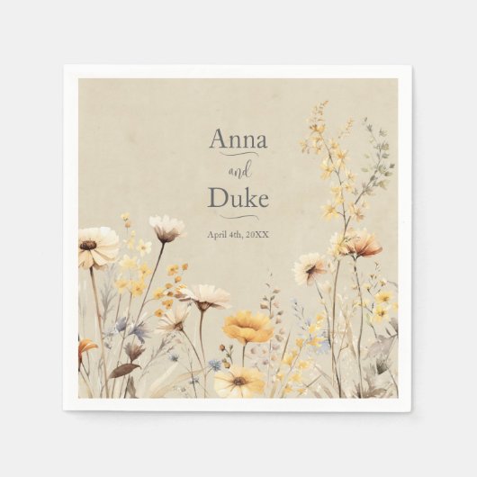 ワイルドフラワー結婚ズ スタンダードカクテルナプキン (正面)