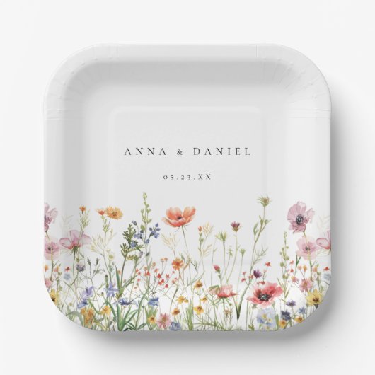 ワイルドフラワー結婚ズ ペーパープレート (正面)