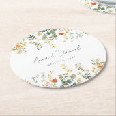 ワイルドフラワー結婚ズ ラウンドペーパーコースター (アングル)