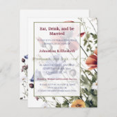 ワイルドフラワー結婚ズ・リハーサル・ディナー 招待状 (正面/裏面)