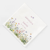 ワイルドフラワー結婚チョウのナプキン (コーナー)