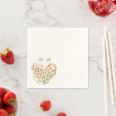 ワイルドフラワー結婚ハート スタンダードカクテルナプキン (インサイチュ)