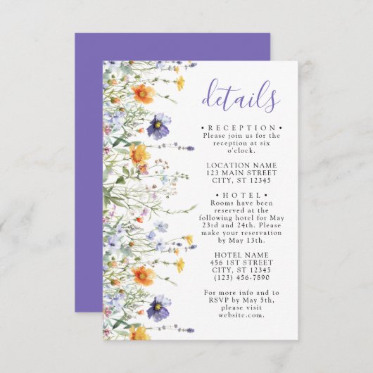 ワイルドフラワー結婚フィールド詳細 エンクロージャーカード (正面/裏面)