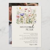 ワイルドフラワー結婚フォト 招待状 (正面/裏面)