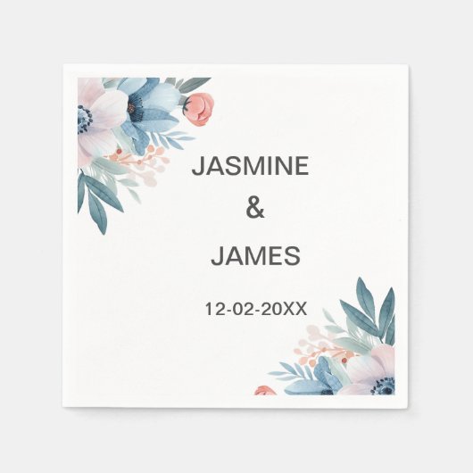 ワイルドフラワー結婚フレームのナプキン スタンダードカクテルナプキン (正面)