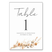 ワイルドフラワー結婚フローラのテーブルカード テーブルナンバー (裏面)