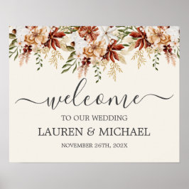 ワイルドフラワー結婚フローラの歓迎サイン ポスター