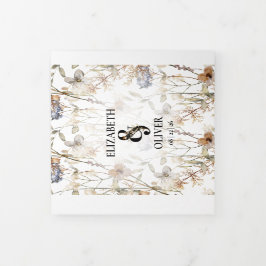 ワイルドフラワー結婚フローラ 三つ折り招待状