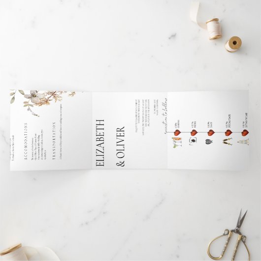 ワイルドフラワー結婚フローラ 三つ折り招待状 (内部)