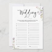 ワイルドフラワー結婚ブライダルシャワーのA-Zゲーム 招待状 (正面)