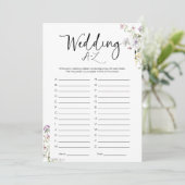 ワイルドフラワー結婚ブライダルシャワーのA-Zゲーム 招待状 (スタンド正面)