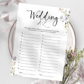 ワイルドフラワー結婚ブライダルシャワーのA-Zゲーム 招待状