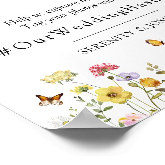 ワイルドフラワー結婚ボホのOh Snapハッシュタグのサイン ポスター (角)