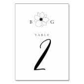 ワイルドフラワー結婚モノグラムのテーブル番号 テーブルナンバー (裏面)