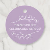 ワイルドフラワー結婚モノグラムの薄紫ラベル フェイバータグ (裏面)