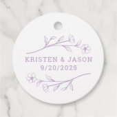 ワイルドフラワー結婚モノグラムの薄紫ラベル フェイバータグ (正面)