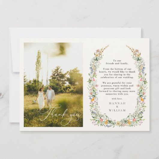 ワイルドフラワー結婚リースの写真 サンキューカード (正面)