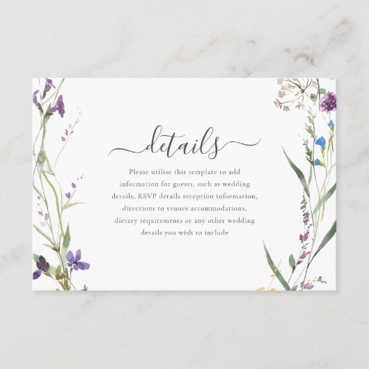 ワイルドフラワー結婚リース詳細 エンクロージャーカード (正面)