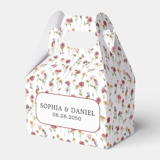 ワイルドフラワー結婚式の引き出物ボックス フェイバーボックス (正面サイド)