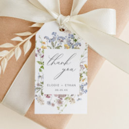 ワイルドフラワー結婚式の引き出物ラベルサンキューユキュフローラボホ ギフトタグ