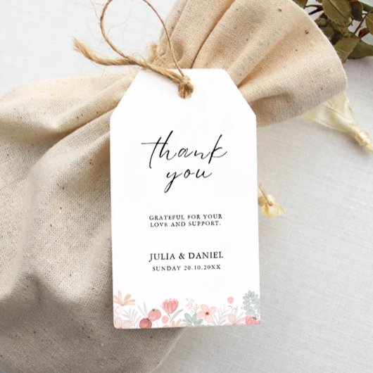 ワイルドフラワー結婚式の引き出物ラベルテンプレート ギフトタグ