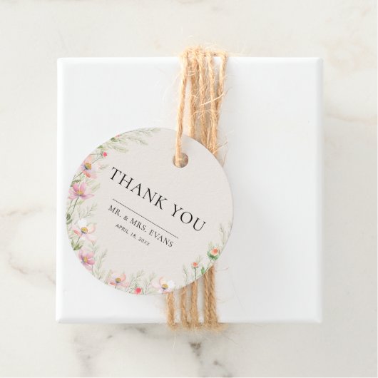 ワイルドフラワー結婚式の引き出物ラベル。 フェイバータグ (インサイチュ)